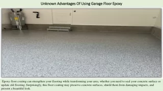 Unknown Advantages Of Using Garage Floor Epoxy