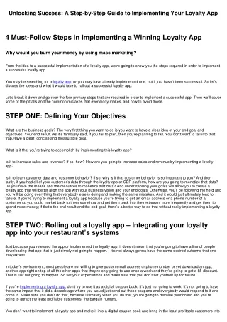 Unlocking Success: A Step-by-Step Guide to Implementing Your Loyalty App