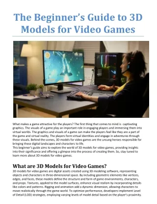 The Beginner’s Guide to 3D Models for Video Games