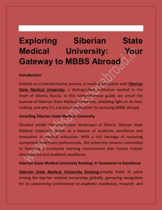 Exploring Siberian State Medical University Your Gateway to MBBS Abroad.pdf