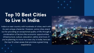 Best Cities to Live in India