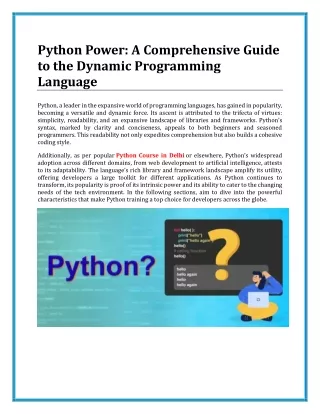 Python Power  A Comprehensive Guide to the Dynamic Programming Language