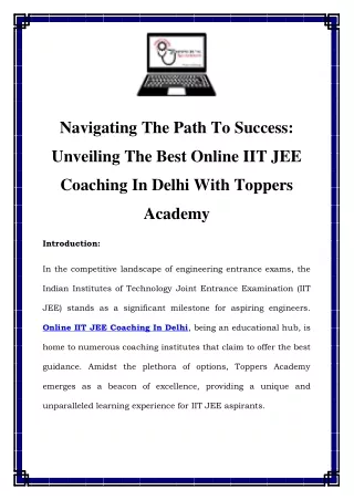 Online IIT JEE Coaching In Delhi  Call-07827048964