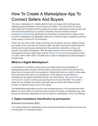 How To Create A Marketplace App To Connect Sellers And Buyers