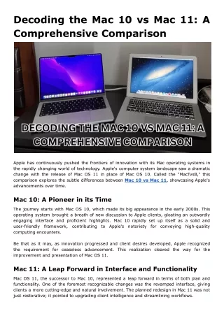 Decoding the Mac 10 vs Mac 11: A Comprehensive Comparison