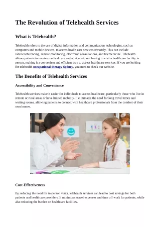 The Revolution of Telehealth Services