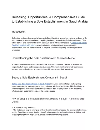 Releasing  Opportunities_ A Comprehensive Guide to Establishing a Sole Establishment in Saudi Arabia
