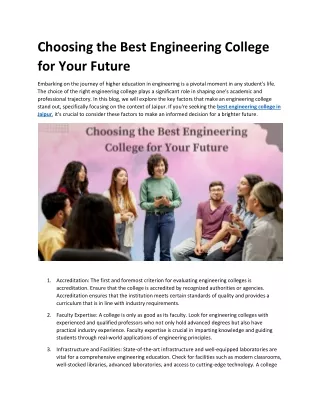 Choosing the Best Engineering College for Your Future