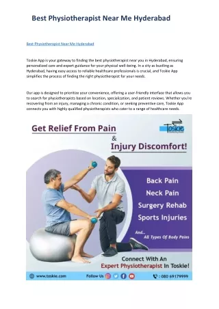 Best Physiotherapist Near Me Hyderabad