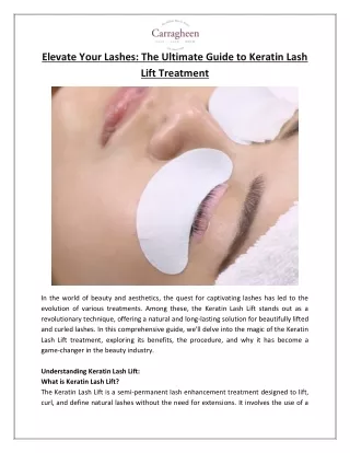 Elevate Your Lashes The Ultimate Guide to Keratin Lash Lift Treatment