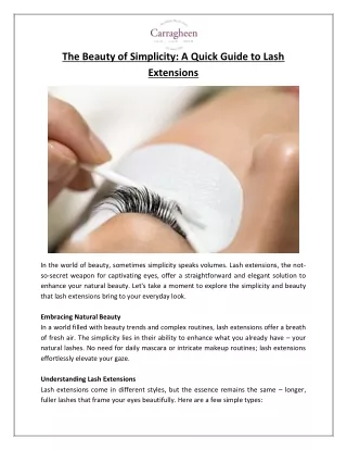 The Beauty of Simplicity A Quick Guide to Lash Extensions