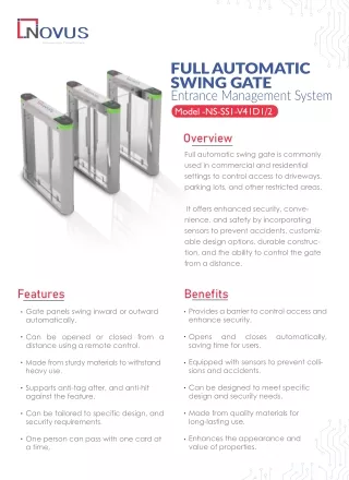 FULLY AUTOMATIC SWING GATE Entrance Management System