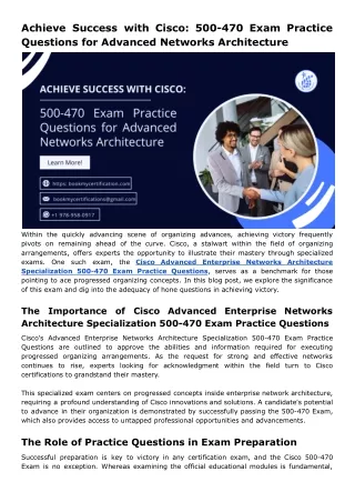 Achieve Success with Cisco_ 500-470 Exam Practice Questions for Advanced Networks Architecture