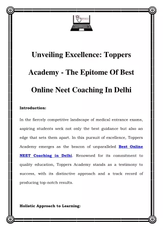 Best Online NEET Coaching in Delhi Call-07827048964