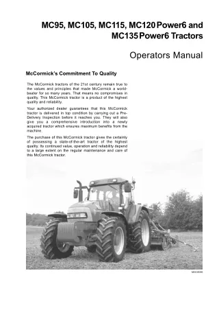 McCormick MC95 Tractor Operator manual