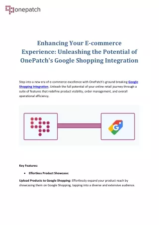 Unveiling the Potential of OnePatch's Google Shopping Integration
