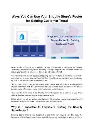 Gaining Customer Trust with Your Shopify Store's Footer