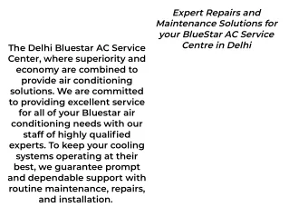 Trusted Solutions for Efficient Cooling Bluestar AC Service Centre in Delhi