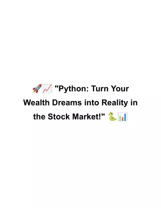 Python in Stock Market