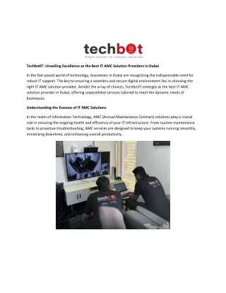 TechbotIT Unveiling Excellence as the Best IT AMC Solution Providers in Dubai