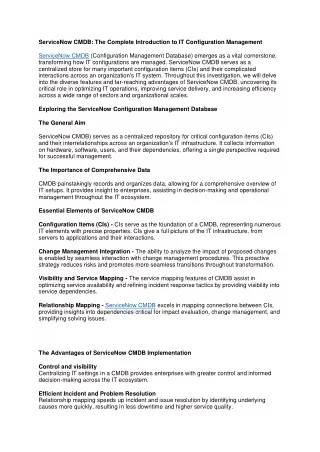 ServiceNow CMDB The Complete Introduction to IT Configuration Management
