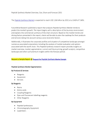 Peptide Synthesis Market
