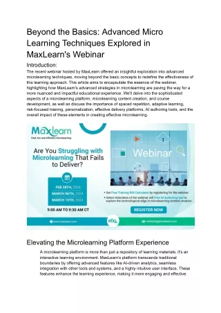 Beyond the Basics_ Advanced Micro Learning Techniques Explored in MaxLearn's Webinar