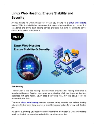 Linux Web Hosting Ensure Stability and Security