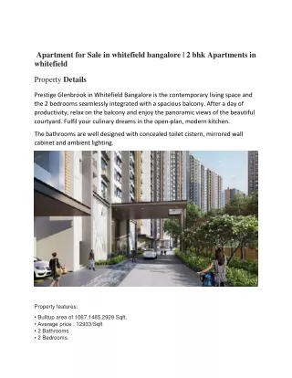 Apartment for Sale in whitefield bangalore