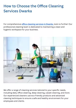 How to Choose the Office Cleaning Services Dwarka