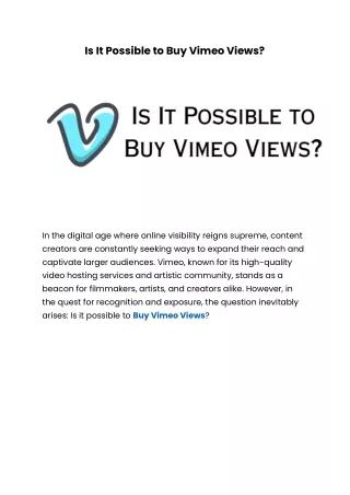 Is It Possible to Buy Vimeo Views?