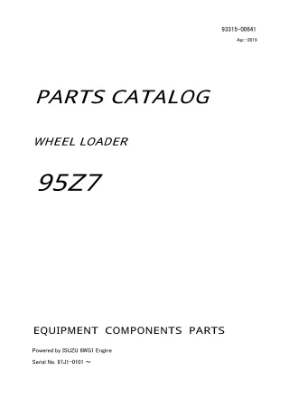 Kawasaki 95Z7 Wheel Loader Equipment Components Parts Catalogue Manual (Serial No. 97J1-0101 ～)