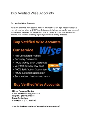 Buy Verified Wise Accounts