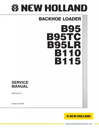 New Holland B115 Backhoe Loader Service Repair Manual