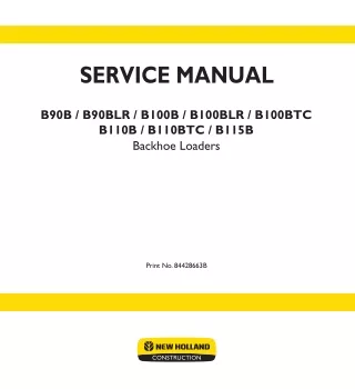 New Holland B115B Backhoe Loader Service Repair Manual