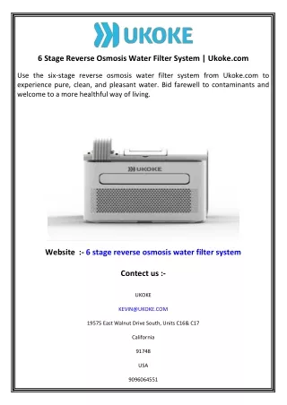 6 Stage Reverse Osmosis Water Filter System  Ukoke.com