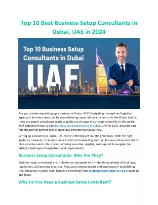 Top 10 Best Business Setup Consultants in Dubai, UAE in 2024