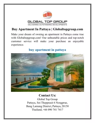 Buy Apartment In Pattaya | Globaltopgroup.com