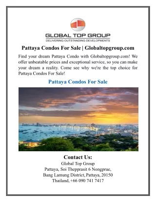 Pattaya Condos For Sale | Globaltopgroup.com