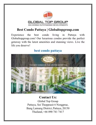 Best Condo Pattaya | Globaltopgroup.com