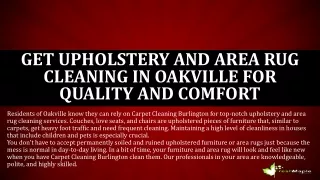 Upholstery & Area Rug Cleaning Oakville