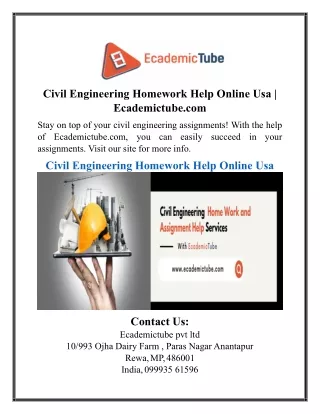 Civil Engineering Homework Help Online Usa | Ecademictube.com