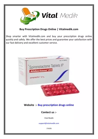 Buy Prescription Drugs Online Vitalmedik.com