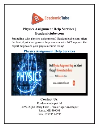 Physics Assignment Help Services | Ecademictube.com