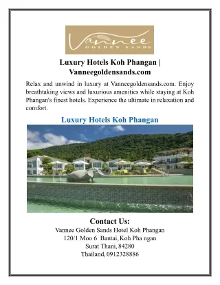Luxury Hotels Koh Phangan | Vanneegoldensands.com