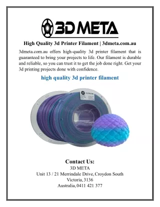 High Quality 3d Printer Filament | 3dmeta.com.au