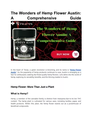 The Wonders of Hemp Flower Austin_ A Comprehensive Guide