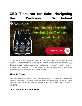 CBD Tinctures for Sale_ Navigating the Wellness Wonderland