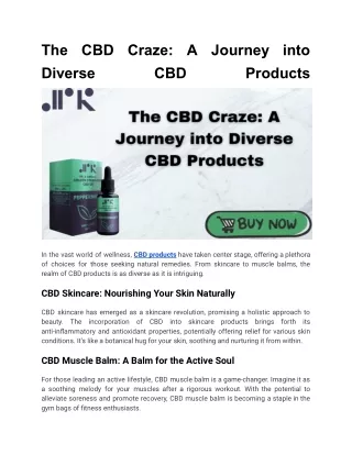 The CBD Craze_ A Journey into Diverse CBD Products