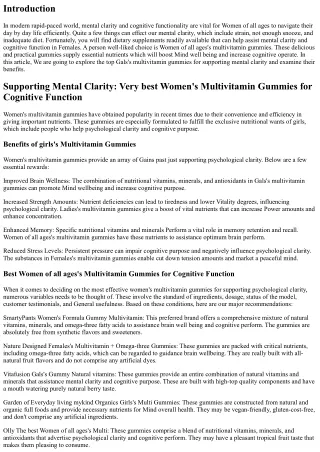 Supporting Mental Clarity: Best Ladies's Multivitamin Gummies for Cognitive Oper